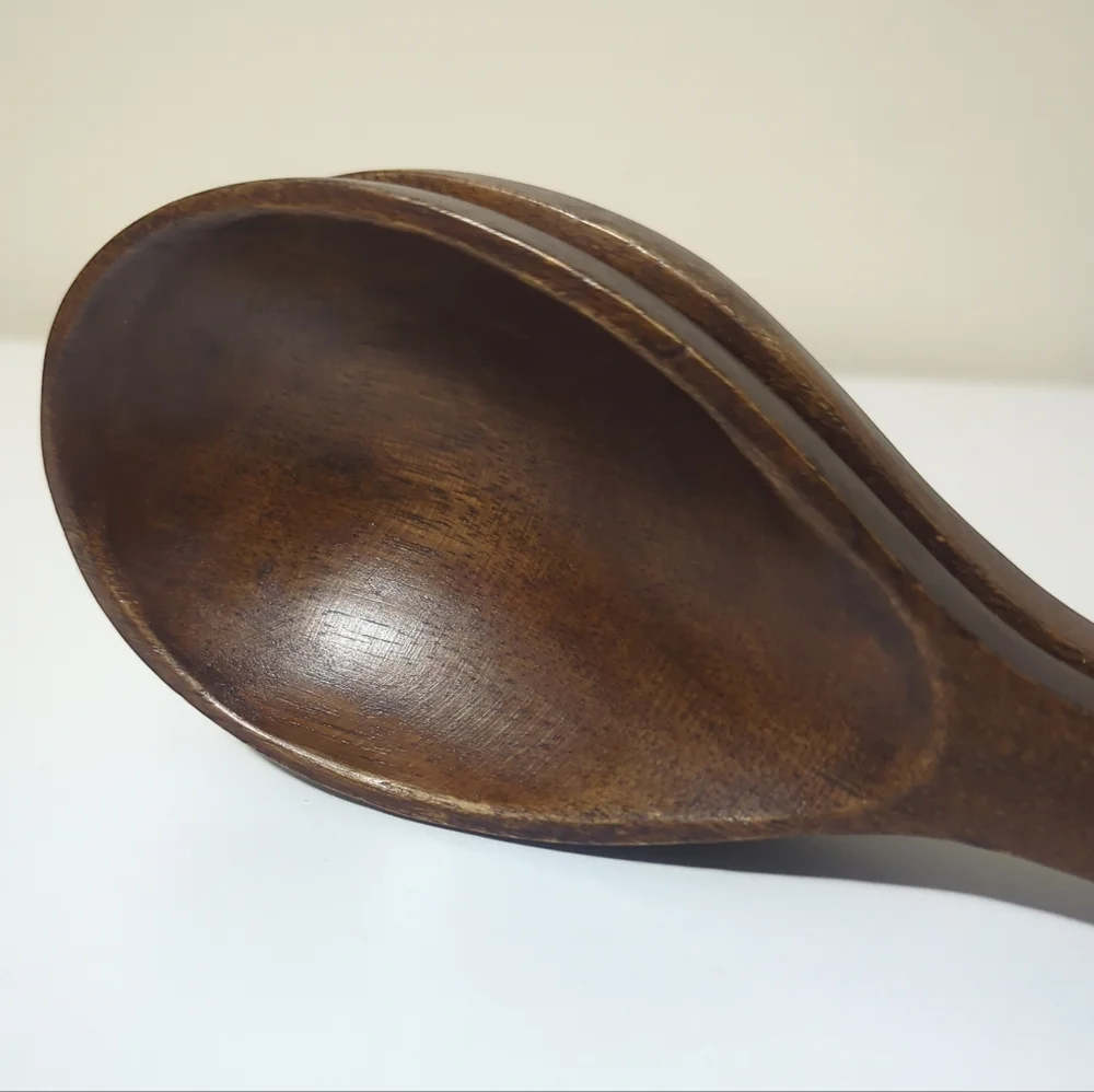 Crate & Barrel Two Tone Wood Black Salad Server Spoon Set